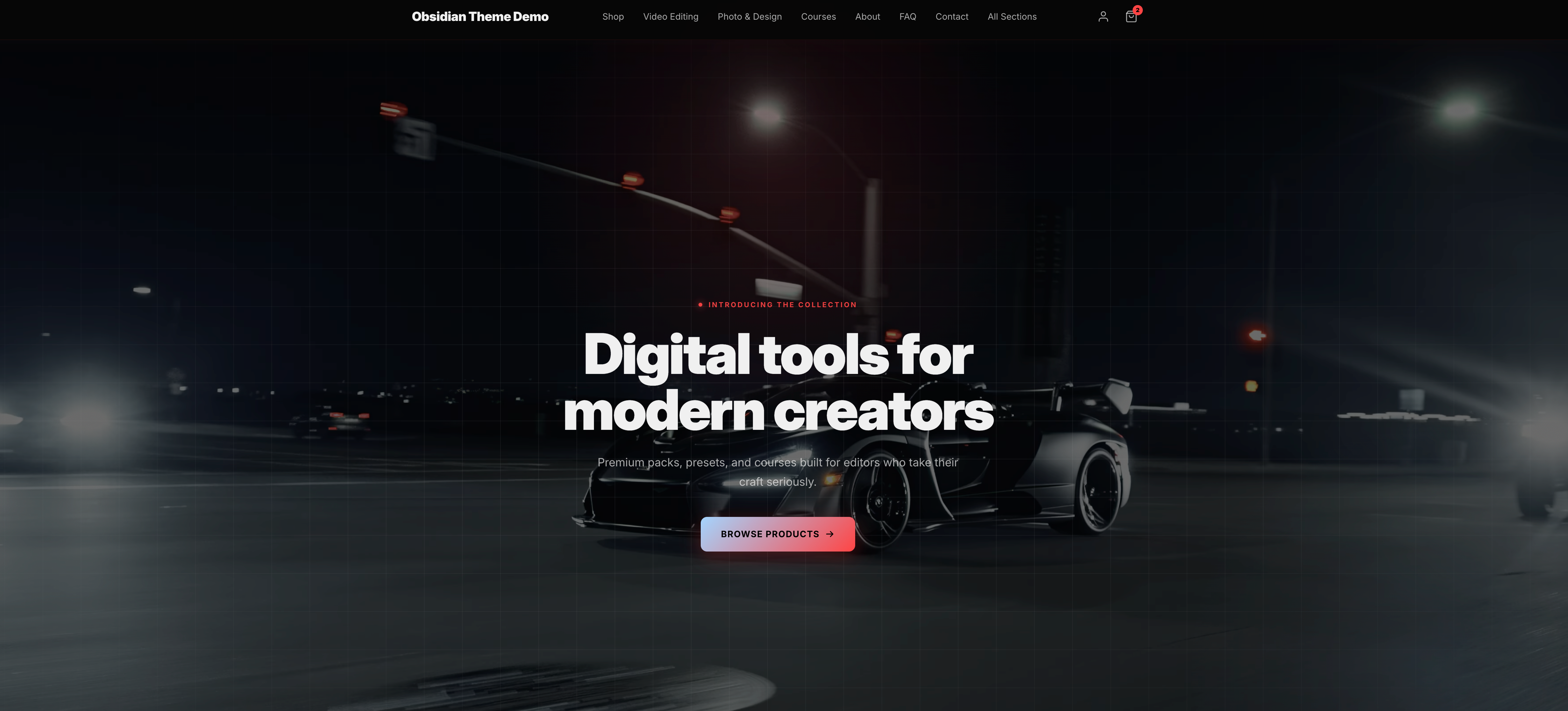 Obsidian Theme Demo - Digital tools for modern creators