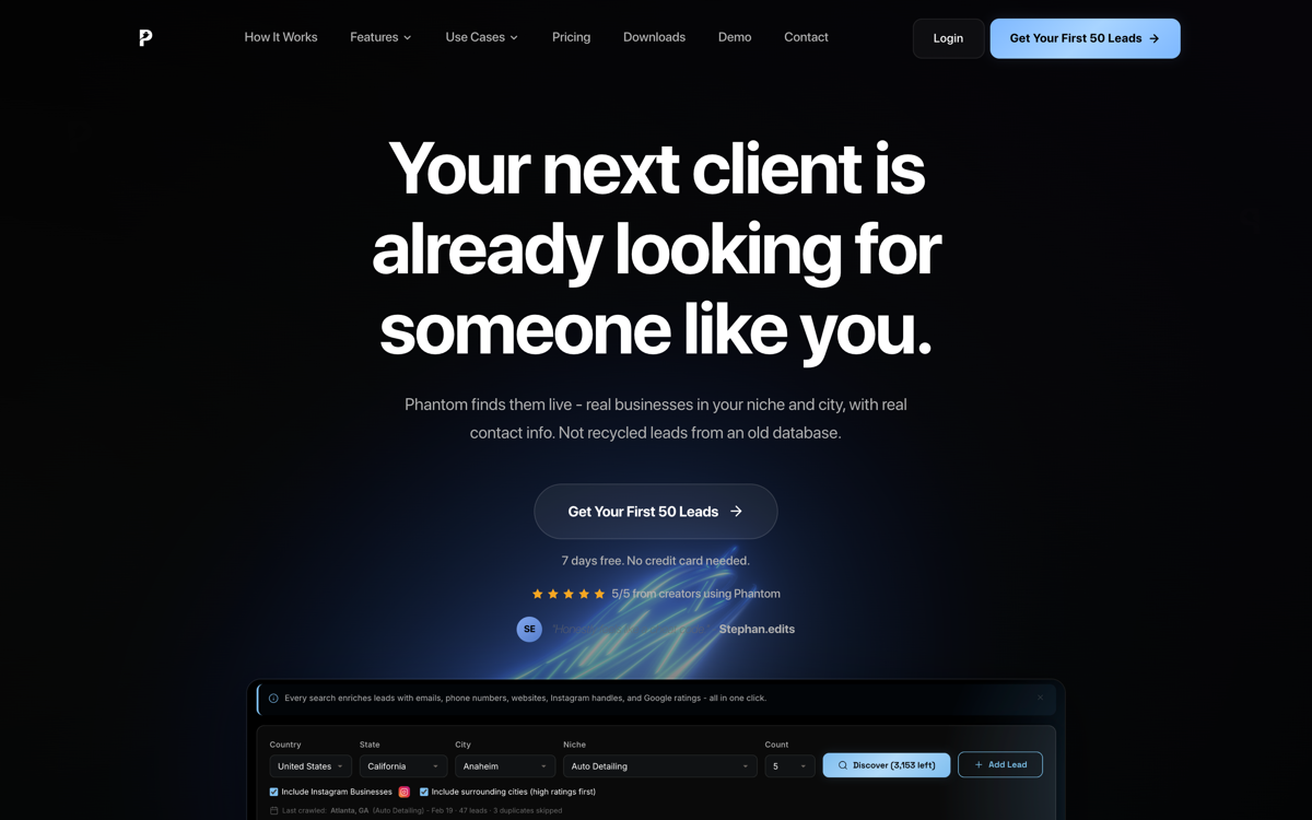 Phantom Leads - full-stack platform with custom dashboards, iOS app, and database