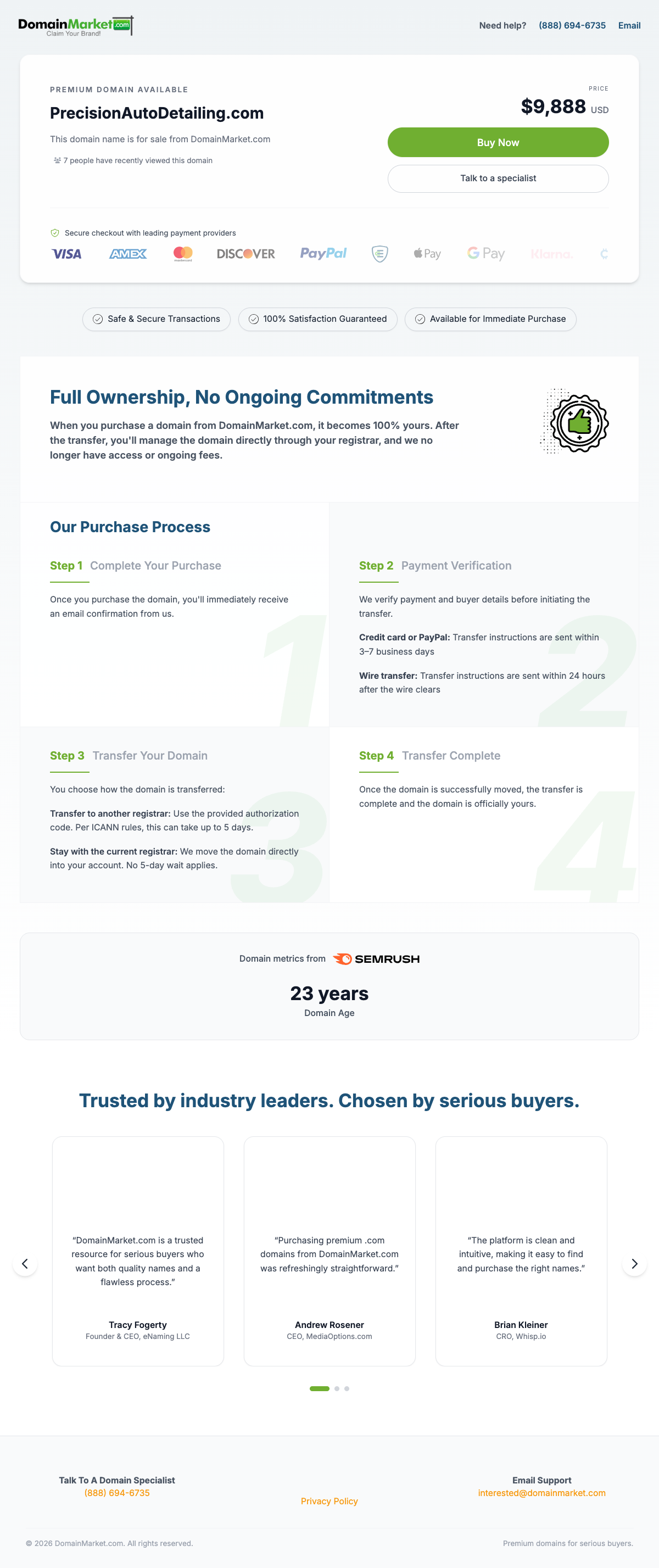 Precision Auto Detailing custom Shopify store