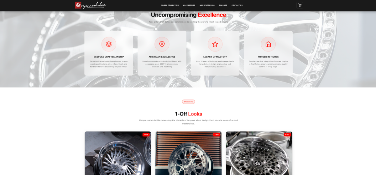 VIP Modular Wheels - custom Shopify store built by DJordanMedia